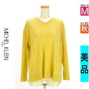 【中古】【古着】 ミッシェルクラン MICHEL KLEIN ニット トップス Vネックカラーニット 秋物 秋冬 春秋 イエロー