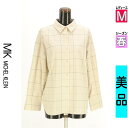 【中古】【古着】 エムケーミッシェルクラン MK MICHEL KLEIN ブラウス シャツ チェックシャツ 春物 春秋 春夏 ベージュ