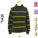 エムエイチエル MHL. ニット レディース 冬 長袖 ブラック M モックネックボーダーニット 【中古】【古着】【セール】