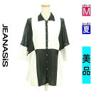 【6/24値下げ】【中古】【古着】 ジーナシス JEANASiS ブラウス シャツ ニット切替バイカラーシャツ 夏物 春夏 ホワイト