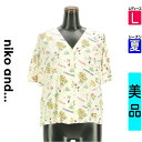 \24H限定★10%OFFクーポンで1485円/ ニコ アンド niko and... ブラウス レディース 夏 半袖 ホワイト L ノーカラーアロハシャツ 【...
