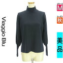 【6/24値下げ】【中古】【古着】 ビアッジョブルー Viaggio Blu ニット トップス ボリューム袖モックネックニット 秋物 秋冬 春秋 紺色/ネイビー