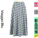 【6/24値下げ】【中古】【古着】 ビアッジョブルー Viaggio Blu ロングスカート マキシスカート 千鳥格子柄ロングフレアスカート オールシーズン 水色/ライトブルー