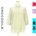 \決算★22%OFFクーポンで2230円/ クロコダイル Crocodile カジュアルシャツ レディース 春 長袖 黄緑/ライトグリーン L Switch Motion 7分袖チェック柄シアーシャツ 【中古】【古着】【セール】