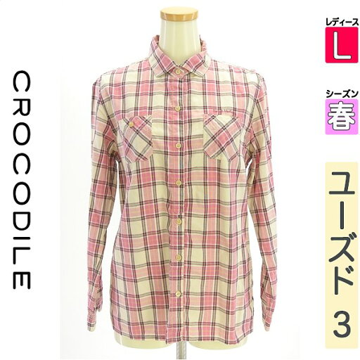 \決算★22%OFFクーポンで1801円/ クロコダイル Crocodile カジュアルシャツ レディース 春 長袖 ピンク L SWITCH MOTION CROCODILE チェックシャツ 【中古】【古着】【セール】 \決算★22%OFFクーポンで1801円/ クロコダイル Crocodile カジュアルシャツ レディース 春 長袖 ピンク L SWITCH MOTION CROCODILE チェックシャツ 【中古】【古着】【セール】