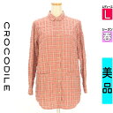 【中古】【古着】 クロコダイル Crocodile カジュアルシャツ シャツ ポケット付きチェック柄シャツ 春物 春秋 春夏 ピンク