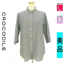 【中古】【古着】 クロコダイル Crocodile ブラウス シャツ 2WAY8分袖ギンガムチェック柄シャツ 春物 春秋 春夏 ブラック