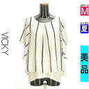 ビッキー VICKY カットソー プルオーバー レディース 夏 半袖 ホワイト M タンクドッキングシフォンブラウス 【中古】【古着】【セール】