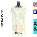 【中古】【古着】 ジーナシス JEANASiS カットソー プルオーバー トップス カラフル総柄ノースリカットソー 夏物 春夏 ピンク
