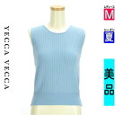 \週末限定★15%OFFクーポンで1402円/ イェッカヴェッカ YECCA VECCA ニット レディース 夏 ノースリーブ 水色/ライトブルー M 背中Vネックノースリリブニットトップス 【中古】【古着】【セール】