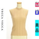 \週末限定★15%OFFクーポンで2244円/ イェッカヴェッカ YECCA VECCA ニット レディース 夏 ノースリーブ ベージュ M モックネックノースリリブニットトップス 【中古】【古着】【セール】