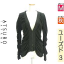 \決算★22%OFFクーポンで3346円/ アツロウ タヤマ ATSURO TAYAMA カーディガン ボレロ レディース 秋 ブラック M ギャザーニットカーディガン 【中古】【古着】【セール】
