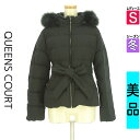 【9/17値下げ】【中古】【古着】 クイーンズコート QUEENS COURT ダウンジャケット ダウンコート アウター 裾ペプラムダウンジャケット 冬物 冬 秋冬 ブラック