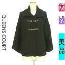 【9/17値下げ】【中古】【古着】 クイーンズコート QUEENS COURT カーディガン ボレロ カーディガン リブ襟ケーブルニットポンチョ 冬物 冬 秋冬 ブラック