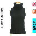 【9/17値下げ】【中古】【古着】 クイーンズコート QUEENS COURT ニット トップス タートルネックノースリニット 秋物 秋冬 春秋 ブラック