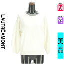 \決算★22%OFFクーポンで6349円/ ロートレアモン LAUTREAMONT ニット レディース 冬 長袖 ホワイト M ボリューム袖ニット 【中古】【古着】【セール】