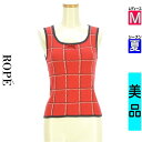 \決算★22%OFFクーポンで1716円/ ロペ ROPE ニット レディース 夏 ノースリーブ レッド M チェック柄ノースリニットトップス 【中古】【古着】【セール】