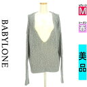 \週末限定★15%OFFクーポンで5984円/ バビロン BABYLONE ニット レディース 春 長袖 グレー M Vネックローゲージニットトップス 【中古】【古着】【人気】