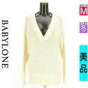 \週末限定★15%OFFクーポンで7106円/ バビロン BABYLONE ニット レディース 冬 長袖 ホワイト M Vネックローゲージニット 【中古】【古着】【新着】