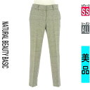 【9/17値下げ】【中古】【古着】 ナチュラルビューティベーシック NATURAL BEAUTY BASIC パンツ パンツ グレンチェック柄クロップド丈テーパードパンツ オールシーズン ブラック