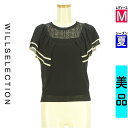 \決算★22%OFFクーポンで3775円/ ウィルセレクション WILLSELECTION ニット レディース 夏 ノースリーブ ブラック M ティアードフリル付きノースリニットトップス 【中古】【古着】【セール】