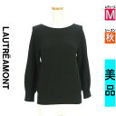 \決算★22%OFFクーポンで4976円/ ロートレアモン LAUTREAMONT ニット レディース 秋 長袖 ブラック M ボートネックリブニットトップス 【中古】【古着】【セール】