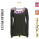 エミリオプッチ EMILIO PUCCI カットソー プルオーバー レディース 秋 長袖 ブラック M プッチ柄シルクカットソー 【中古】【古着】【セール】
