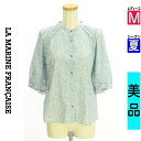 【8/29値下げ】【中古】【古着】 マリンフランセーズ LA MARINE FRANCAISE ブラウス シャツ ボリューム6分袖さかな柄ブラウス 夏物 春夏 水色/ライトブルー