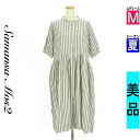【9/17値下げ】【8/29値下げ】【中古】【古着】 サマンサモスモス Samansa Mos2 ワンピース チュニックストライプ柄半袖バンドカラーシャツワンピース 夏物 春夏 グレー