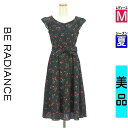 \全品対象★10%OFFクーポン/ ビーラディエンス BE RADIANCE ワンピース チュニック レディース 夏 ノースリーブ 紺色/ネイビー M ベルト付きさくらんぼ柄膝下ワンピース 【中古】【古着】【セール】