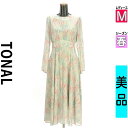 \スーパーSALE限定★全品20%OFFクーポン/ トーナル TONAL ワンピース チュニック レディース 春 長袖 ベージュ M 花柄シフォンワンピース 【中古】【古着】【セール】ポイント10倍