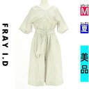 【9/17値下げ】【8/29値下げ】【中古】【古着】 フレイアイディー FRAY I.D コンビネゾン オールインワン パンツ ベルト付き膝下丈ストライプコンビネゾン 夏物 春夏 ブラウン