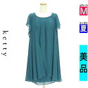 \スーパーSALE限定★全品20%OFFクーポン/ ケティ ketty ワンピース チュニック レディース 夏 半袖 グリーン M フリルスリーブシフォンワンピース 【中古】【古着】【新着】ポイント10倍