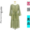 \スーパーSALE限定★全品20%OFFクーポン/ アースミュージック&エコロジー earth music&ecology ワンピース チュニック レディース オールシーズン 長袖 カーキ M ティアードシフォンロングワンピース 【中古】【古着】【新着】ポイント10倍
