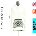 【中古】【古着】 ロデオクラウン RODEO CROWNS スウェット パーカー トップス オルテガ柄ポケット×ブランドロゴライン入りスウェットパーカー 秋物 秋冬 春秋 ホワイト
