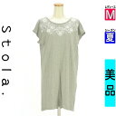 【9/17値下げ】【中古】【古着】 ストラ Stola. カットソー プルオーバー トップス 花柄刺繍ノースリワンピース 夏物 春夏 グレー