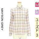 【9/17値下げ】【中古】【古着】 メイソングレイ MAYSON GREY カジュアルシャツ シャツ チェック柄シャツ 春物 春秋 春夏 ホワイト