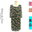 【中古】【古着】 デビュードフィオレ Debut de Fiore by LAISSE PASSE ワンピース チュニック ワンピース リボン柄シフォンワンピース 秋物 秋冬 春秋 ブラック