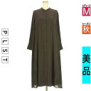 \スーパーSALE限定★全品20%OFFクーポン/ プラステ PLST ワンピース チュニック レディース 秋 長袖 ブラウン M サイドシフォンプリーツ切替シャツワンピース 【中古】【古着】【新着】ポイント10倍