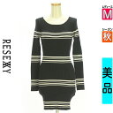 【10/29値下げ】【中古】【古着】 リゼクシー RESEXXY ワンピース チュニック マルチボーダー柄リブニットワンピース 秋物 秋冬 春秋 ブラック