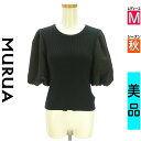 【10/29値下げ】【中古】【古着】 ムルーア MURUA ニット トップス 異素材バルーン袖ニット 秋物 秋冬 春秋 ブラック