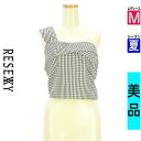 【10/29値下げ】【中古】【古着】 リゼクシー RESEXXY カットソー プルオーバー ギンガムチェック柄ワンショルダーキャミ 夏物 春夏 ブラック