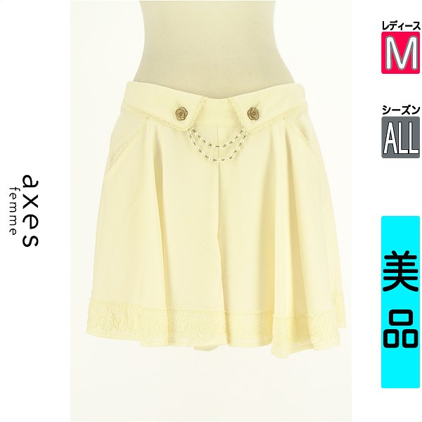 ＼14周年祭★全品15%OFFクーポン／ アクシーズファム axes femme ショートパンツ ハーフパンツ レディース オールシーズン アイボリー M ロマンティックフレアショートパンツ 【中古】【古着】【セール】楽天イーグルス感謝祭×P2倍