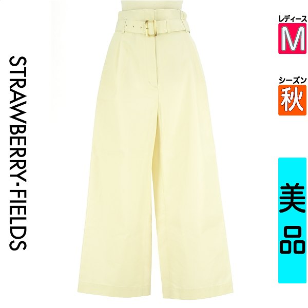 ＼14周年祭★全品15%OFFクーポン／ ストロベリーフィールズ STRAWBERRY-FIELDS パンツ レディース 秋 アイボリー M ICHIE ベルト付きワイドパンツ 【中古】【古着】【セール】