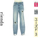 【中古】【古着】 リエンダ rienda デニムパンツ パンツ クラッシュスキニーデニムパンツ オールシーズン ブルー