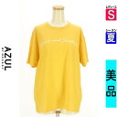 【中古】【古着】 アズールバイマウジー AZUL BY MOUSSY Tシャツ トップス 半そでロゴプリントTシャツ 夏物 春夏 イエロー