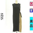 【中古】【古着】 アズールバイマウジー AZUL BY MOUSSY ワンピース チュニック ワンピース プリーツ切替ロングワンピース 夏物 春夏 ブラック