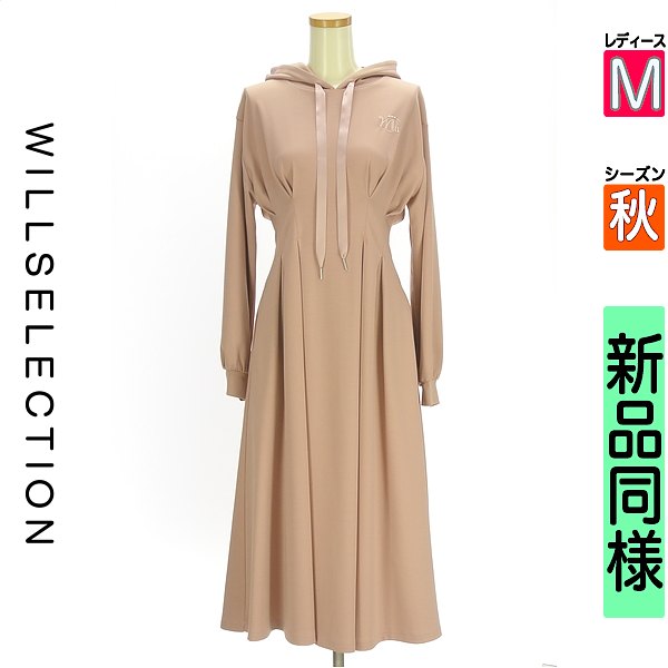 ＼14周年祭★全品15%OFFクーポン／ ウィルセレクション WILLSELECTION ワンピース チュニック レディース 秋 長袖 ピンク M フーディロングフレアワンピース 【中古】【古着】【人気】