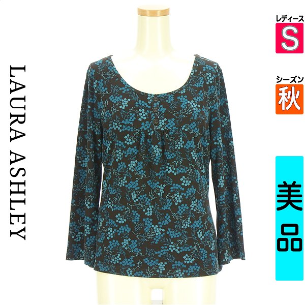 ＼先着50名様★全品50%OFFクーポン／ ローラアシュレイ Laura Ashley カットソー プルオーバー レディース 秋 長袖 ブルー S 花柄ストレッチカットソー 【中古】【古着】【人気】楽天スーパーSALE