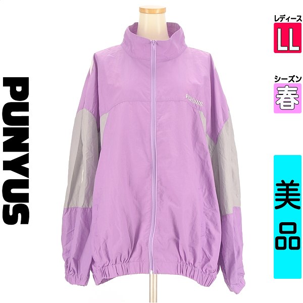 プニュズ PUNYUS ブルゾン スタジャン レディース 春 パープル LL 配色ナイロンジップブルゾン 【中古】【古着】【新着】
